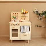 Leeshyah Play Kitchen for Kids, Classic Wooden Kitchen Playset with Food Accessories Set Ideal for Creative Pretend Play, Suitable for Toddlers, Girls & Boys Ages 3+