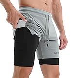 Lixada Pantaloncini da Corsa da Uomo 2 in 1 con Tasca Nascosta e Asciugamano Loop Asciugatura Rapida Pantaloni Running Traspirante per Allenamento Jogging Fitness Palestra Allenarsi