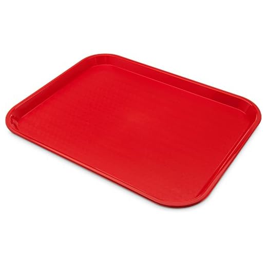 Carlisle FoodService Products Cafe Fast Food Cafeteria Tray with Patterned Surface for Cafeterias, Fast Food, And Dining Room, Plastic, 17.87 X 14 X 0.98 Inches, Red