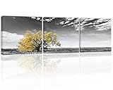 Yellow Tree Autumn Wall Art Decor Black and White Modern Artwork Canvas Painting Prints Pictures...