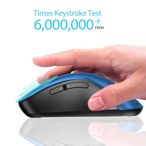 Image of memzuoix 2.4G Portable Wireless Mouse, 1400 DPI Mobile Optical Cordless Mice with USB Receiver for Computer, Laptop, PC, Desktop, MacBook, 5 Buttons, Blue