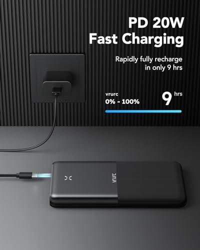 VRURC 30000mah Powerbank snel opladen 22.5W grote capaciteit draagbare oplader Externe Batterij USB C power bank 4 uitgangen en 3 ingangen compatibel met iPhone/Samsung/Huawei Smartphone (zwart) - Afbeelding 6