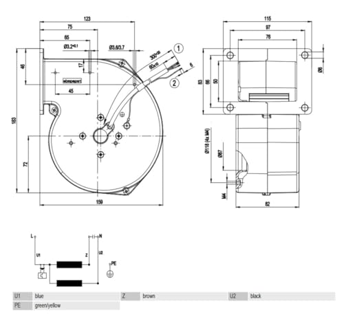 EBM PAPST G2E085-AA01-01 Druckgebläse Radialgebläse Kesselgebläse Gebläse 230V - Zentrifugal Industriegebläse Brenner Ofen Abluft Ventilator Lüfter