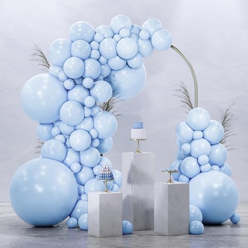 Image of PartyWoo Baby Blue Balloons 99pcs Different Sizes of 36 18 12 10 5 Inch Light Pastel Sky Aqua Blue Balloon Arch Kit Garland for Graduation Baby Shower Gender Reveal Easter Party Decorations Blue-Q13