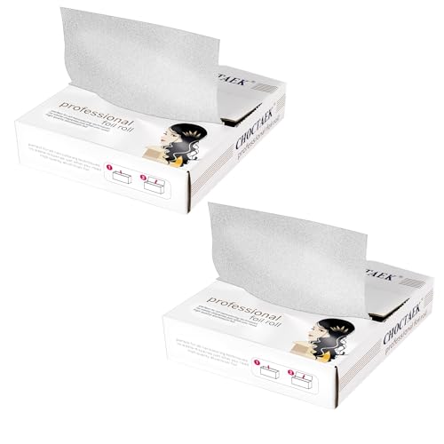 APXEL Silberne Pop-up Haarfolien für Friseure 2x 200 Blatt (400 Blatt) Professionelle Alufolien mit Prägung Strähnenfolien für Färben Strähnen Dauerwellen Salon & Heimgebrauch