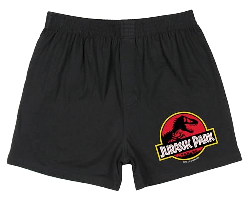 INTIMO Jurassic Park Men's Dinosaur Film Movie Park Logo Tag-Free Boxer Shorts Underwear Lounge Sleepwear