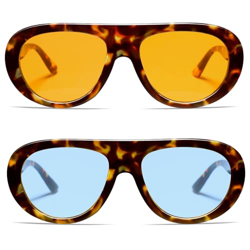 Image of VANLINKER Oversized Retro Aviator Sunglasses for Women Men Chic 70s Vintage Style Trendy 2026 Chunky Sun Glasses VL9865