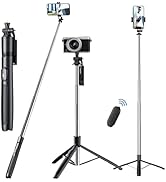 Celfiexpt Long Selfie Stick with Tripod Stand 62" Reinforced Tripod for Mobile Phone Multi-Functi...