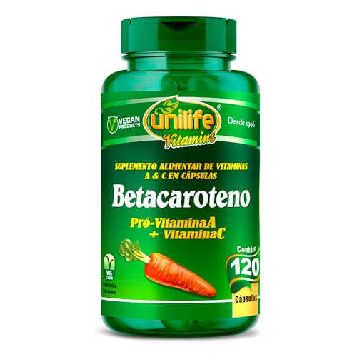 Beta Caroteno Vitamina A e C 500mg Unilife 120 Cápsulas