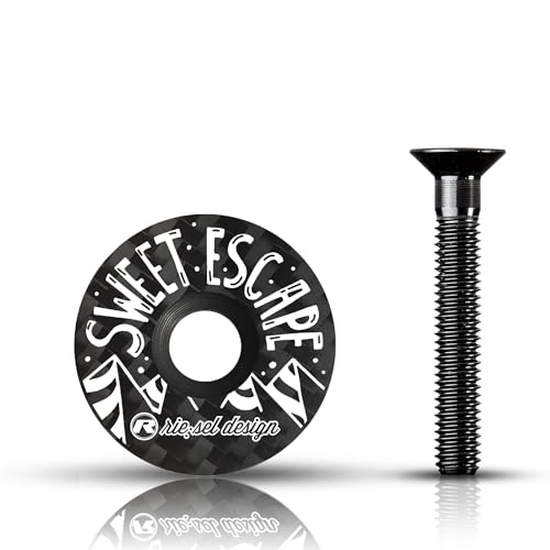 Riesel Design - STEM Cap – hochwertiger Fahrraddeckel aus Carbon + Schrauben aus eloxiertem Aluminium – 6 g Größe 1 1/8 Zoll – Vanlife