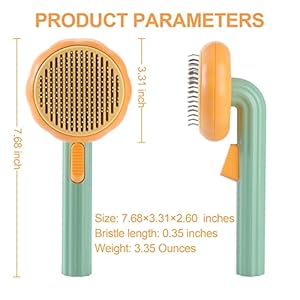 Cat Hair Brush Self Cleaning Pet Slicker Brush with Release Button Cat Hair Cleaner Brush for Shedding Grooming Brush for Long or Short Haired Cats Dogs pumpkin Yellow  Cucciolini Doodles Cat hair brush self cleaning pet slicker brush with release button cat hair cleaner brush for shedding grooming brush for long or short haired cats dogs pumpkin yellow   cucciolini doodles