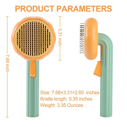 Cat Hair Brush Self Cleaning Pet Slicker Brush with Release Button Cat Hair Cleaner Brush for Shedding Grooming Brush for Long or Short Haired Cats Dogs pumpkin Yellow  Cucciolini Doodles Cat hair brush self cleaning pet slicker brush with release button cat hair cleaner brush for shedding grooming brush for long or short haired cats dogs pumpkin yellow   cucciolini doodles