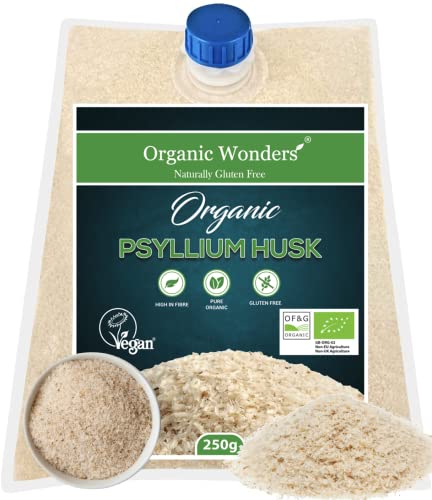Organic Psyllium Husk Powder (250g) | 99% Pure | High in Fibre | Digestive Support, Regularity & Weight Management | 50+ Servings | Gluten-Free | Premium for Baking by Organic Wonders®
