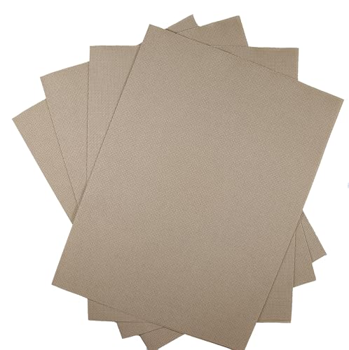 Image of KCS 4 /6 pc of 12 inch x 18 inch 30cmx45cm 16CT Counted Cotton Aida Cloth Cross Stitch Fabric (Khaki, 4 pc)
