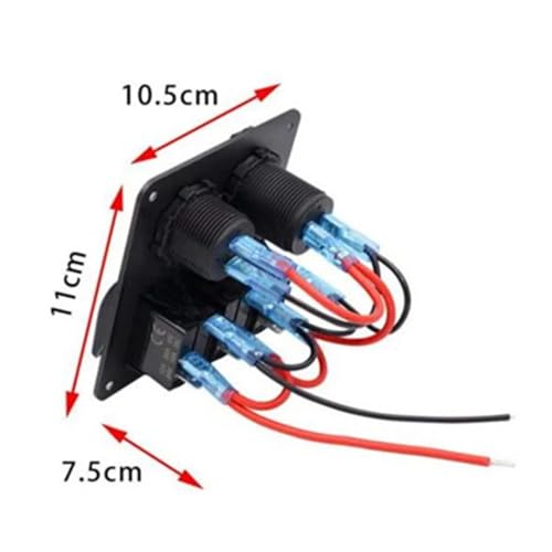 Panneau de commutation 12V/24V avec 3 interrupteurs à bascule et double chargeur USB pour bateau - 6