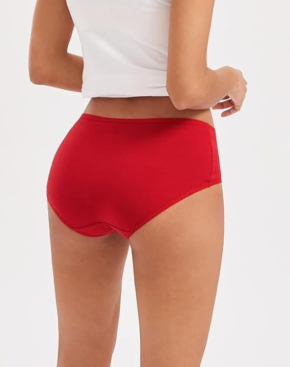 Image of LOURYN KOULYN Women's High Coverage Super Combed Cotton Mid Waist Hipster with Ultrasoft Exposed Waistband and StayFresh Treatment