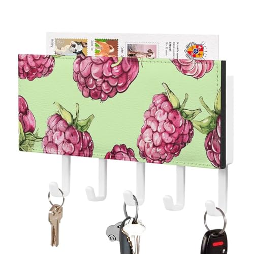 Gancho para llaves de pared resistente con diseño de melocotón y frambuesa 2