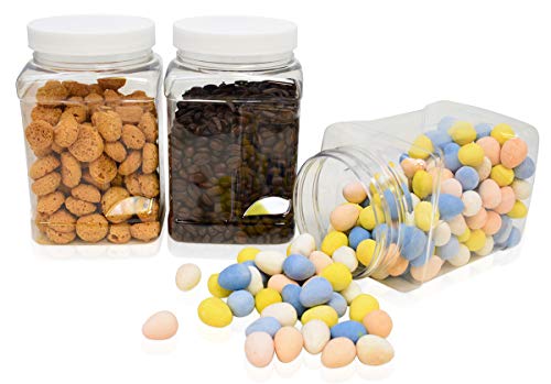 Royalhouse Plastic Jars With Lids Bottles Containers – Storage Bins, Plastic Box Storage Containers With Lids, Perfect For Kitchen, Pantry, Organizer - Bpa Free Safe Plastic Pet, Pack Of 4, 32 Oz #TOP5