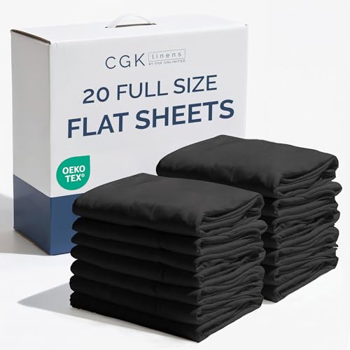 Full Size Flat Sheet - Hotel Quality Top Flat Bed Sheet Only - Ultra-Soft, Comfy, Breathable & Cooling - Fade & Wrinkle Free - Easy-Care, Stain & Shrink Resistant Bedding - Easy-Fit & Oeko-T