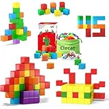 45 Piezas Bloques Magnéticos para Niños, 3D Cubos Magneticos Juguetes Construccion, Juguetes Educativos y Interactivos,...