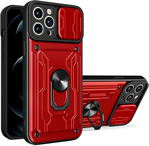 Coque antichoc militaire pour iPhone 13 avec anneau support magnétique rouge