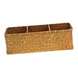 VILLCASE Caja de Almacenamiento con Compartimentos Organizador de Escritorio Hierba Marina Caja Decorativa para Hogar Resistente y Multiusos para Oficina y Uso Doméstico