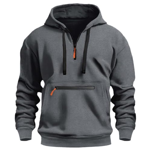 Mens Zip Up Hoodie Hooded Quarter Zip Pullover Sweatshirt with Pockets - image 8