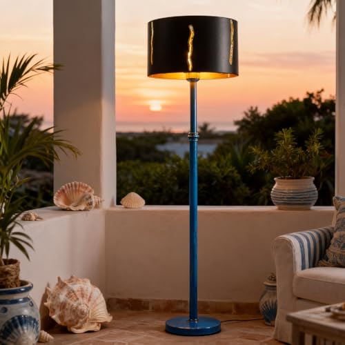 Osasy Abat-jour noir avec doublure intérieure dorée, design bicolore, rond, 30 x 18 cm, pour lampadaire, suspension et suspension – vue 6