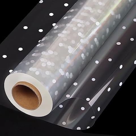 100 ftx34 in Extra Wide Clear Cellophane Wrap Roll with Irregular White Dot, Transparent Thicker Cellophane Roll, Gift Baskets Wrap Cellophane Film for Treats, Gifts, Holiday, Christmas Wrapping Cover