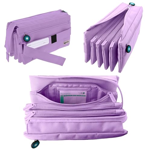 Miniatura 7 de Colepack - Lote De Estuche Portatodo Cuádruple Con 4 Cremalleras Y Material Escolar De Primeras Marcas Incluido Azul C.
