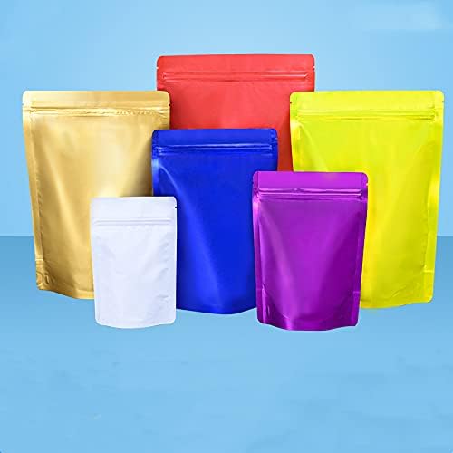 100 Pieces Color Aluminized Self-Supporting Ziplock Foil Pouch Bags Thickened Packaging Bags for Candy Gift Food Storage (Purple,7.09x10.24+1.57 Inch)