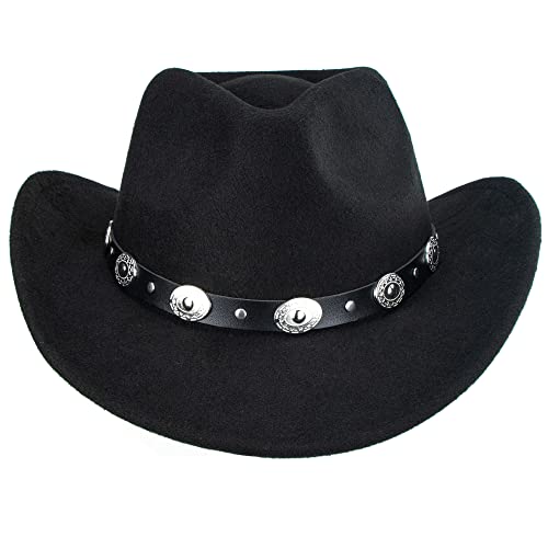 Utaly Womens Felt Western Cowboy Hats For Men Wide Brim Cowgirl Fedoras Hat With Belt Buckle #TOP7
