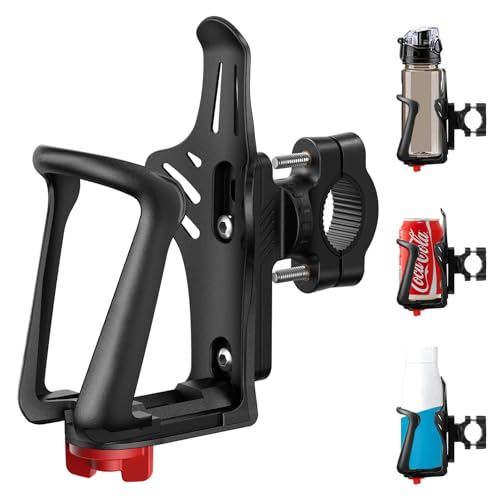 Bike Water Bottle Holder (for Handlebar & Frame), Motorcycle Cup Holder, Adjustable Bicycle Drink Cage with Screw Tool (for 2.16-3.07" Diameter Bottles)