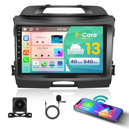 [8-Core 4+64G] Android 15 Car Stereo for Kia Sportage 2010-2016, 9