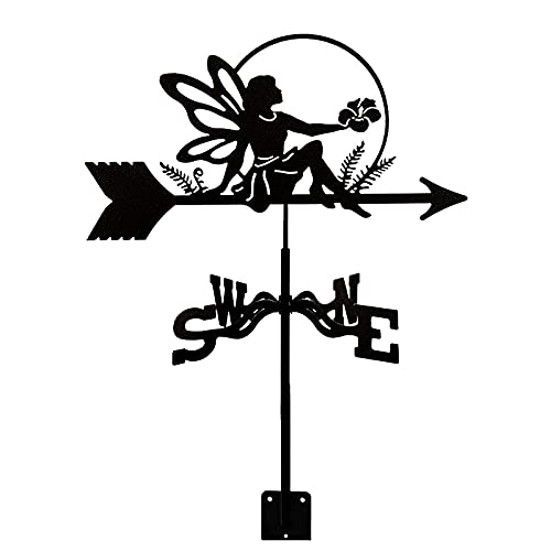 JJDSN Mariposa Tipo Hada Veleta de Metal para Exterior Techo Jardín Veleta Herramienta de medición Montaje en Patio Decoración Veleta, indicador de dirección del Viento en el Patio Cover