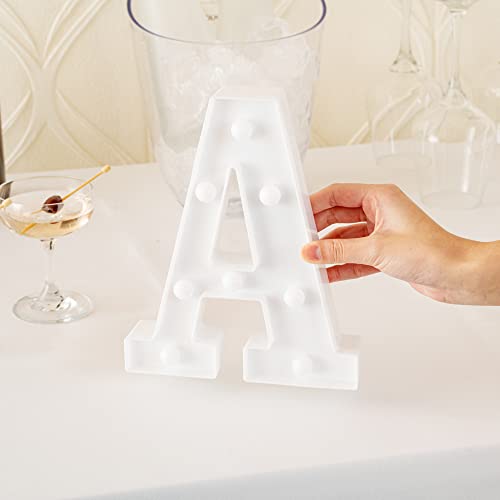 Image of Restaurantware Illumify 6.9 x 1.2 x 8.7 Inch Light Up Letter 1 Durable Marquee LED Light - Letter A Touchproof White Plastic Party Light Keyhole Slot For Parties Weddings Or Special Events