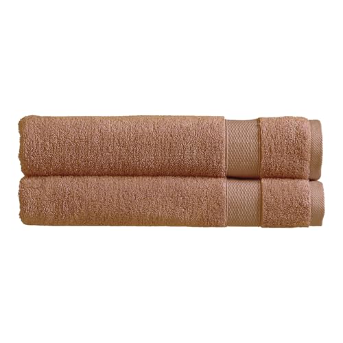 Christy Refresh Bath Sheets Set | Set of 2 | Quick Dry | Gentle Pastel Tones | Soft Plush Large Bathroom Towels | Absorbent Shower Towels | 100% Cotton 550GSM | Clay