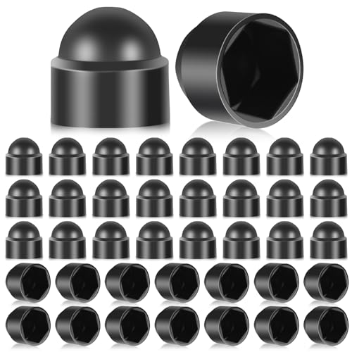 40 Pcs M8 (13mm Wrench) Black Plastic Nut and Bolt Protective Dome Cover, Dome Hex Head Bolt Nut Protection Caps, 13mm Wrench Hexagon Screws Caps