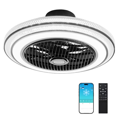XuanDe Ceiling Fans with Lights and Remote Quiet, 20' Enclosed Ceiling Fans Modern Low Profile DC...