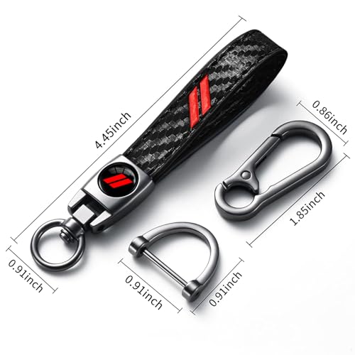 Image of Black Car Keychain for Dodge Charger Challenger Durango RAM 1500, Black Leather & Metal Key Ring with Dual Stripe Logo, Car Key Holder Accessories