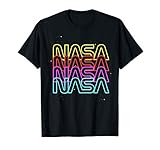 17NASA00101A NASA Neon Rainbow Repeat Text Logo Premium T-Shirt