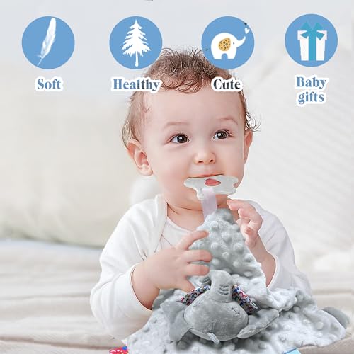 Image of 2-Pack Elephant Loveys for Babies| Soft and Comfortable Security Tag Blankets for Babies - Baby Gifts Set for Boys and Girls, Elephant Stuffed Animals Christmas Baby Gifts, Suitable for 0-12 Months