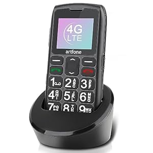 artfone Senior ontgrendeld mobiele telefoon met grote knoppen, SOS-knop, hoog volume, 1400mAh batterij, FM-radio, oplaadstation, 4G mobiele telefoon voor senioren C1 LTE Senior