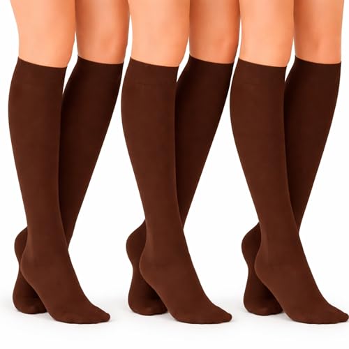 Image of Diamond Star Women's Trouser Socks, Opaque Knee High Nylon Socks, Stretchy Comfort Fit for Work and Casual, 6 Pairs