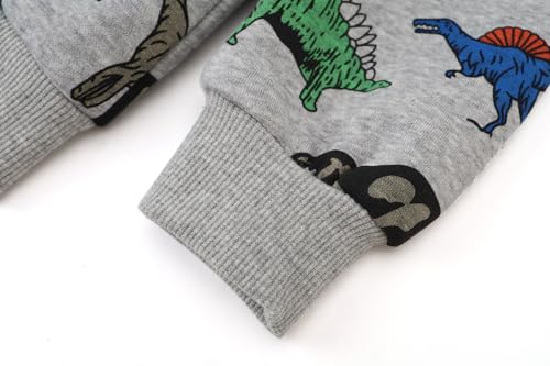 Smazero Little Boy's Hoodie Cotton Dinosaur Jumper Kids Zipper Hooded Children Long Sleeve Sweatshirt Tops for Boys 2-7 Years Grey - Image 5