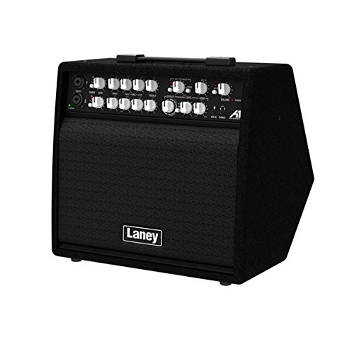 Laney A1 65-watt akustisk Ampløfteanordning, vinklet view viser input og kontroller