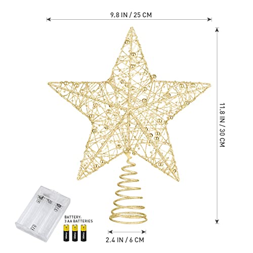 Nuobesty 25 X 30Cm Christmas Tree Ornaments Hollow Out Light Christmas Treetop Star Christmas Tree Topper Star For Home Office Party Shopping Mall(Golden) #TOP4