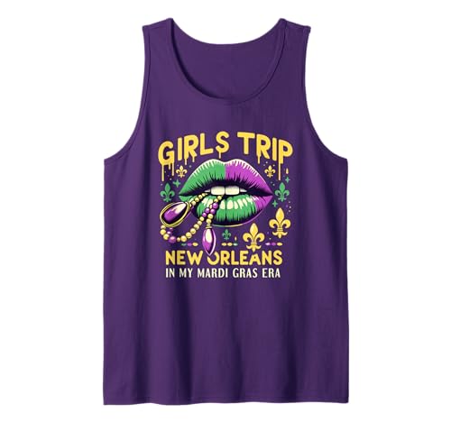 Niñas Viaje Nueva Orleans En Mi Mardi Gras Era Lip Fun Novedad Camiseta sin Mangas