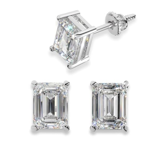 14K Solid Gold Lab Grown Moissanite Stud Earrings for Women | Emerald, Oval, Pear, Cushion, Heart & Asscher Cuts | Multiple Sizes & CTW | Push Back & Screw Back | Hypoallergenic | Made in USA | Gift for Her | By Adora Fine Jewelry