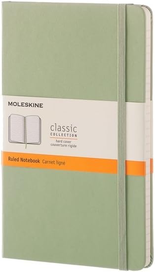Moleskine Classic Notebook, Large, Ruled, Willow Green, Hard Cover (5 x 8.25)